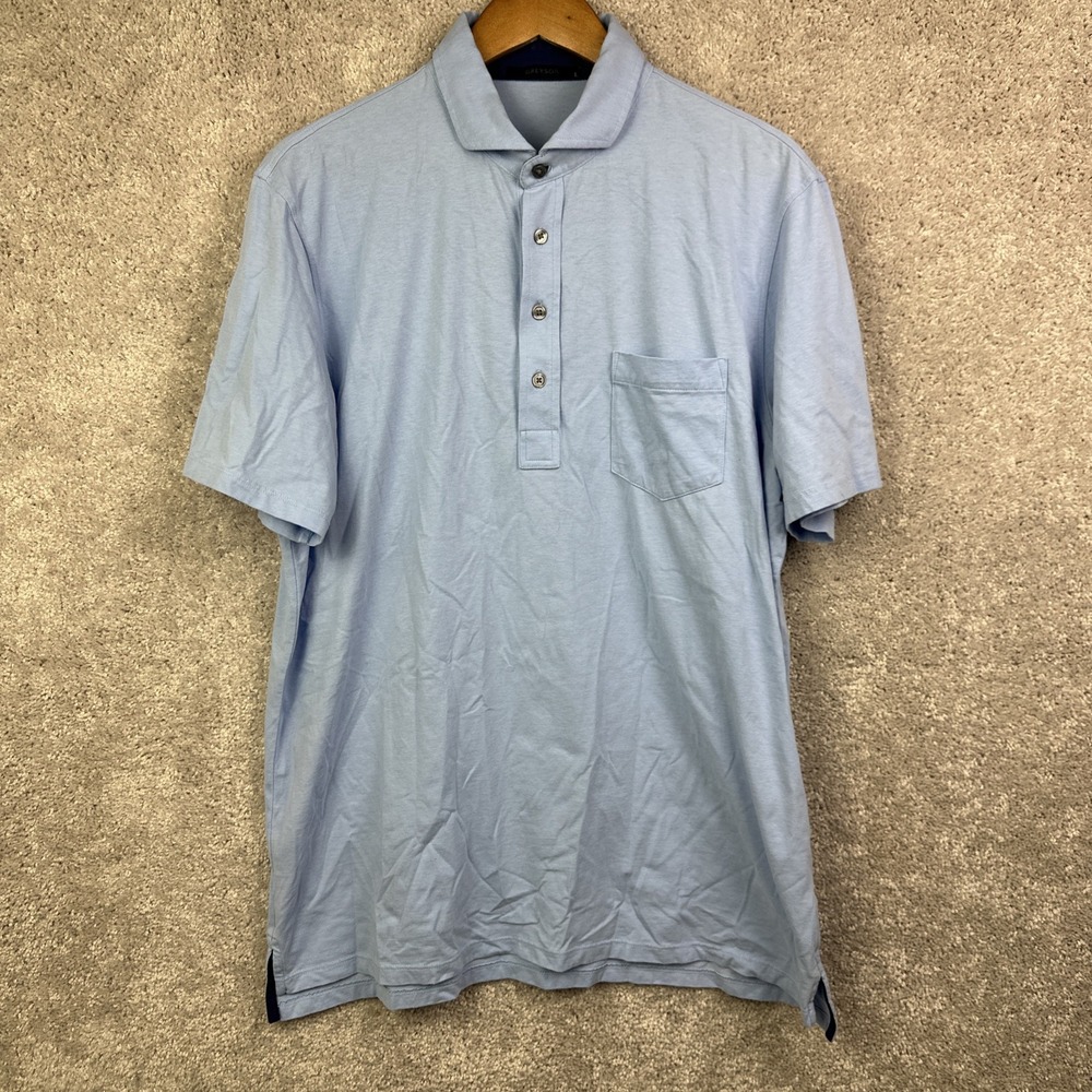 Greyson Polo Shirt Mens Large Blue Pima Cotton‎ Blend Golf Performance Stretch